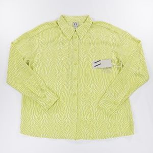 Worthington Women Collared Long Sleeve Button‎ Up Shirt Green Size M